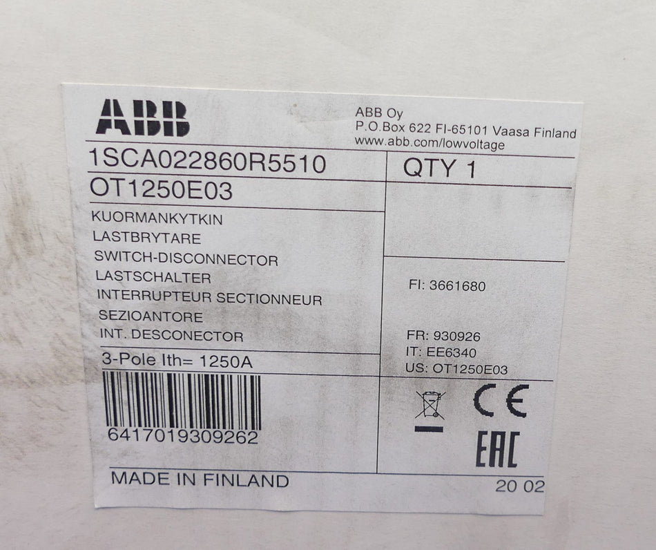 ABB 1SCA022860R5510 0T1250E03 NEU