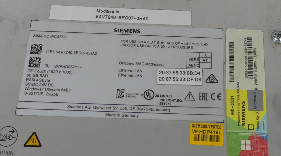 SIEMENS 6AV7240-3EC07-0HA0