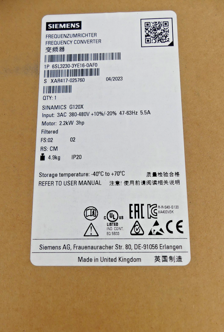 SIEMENS 6SL3230-3YE16-0AF0