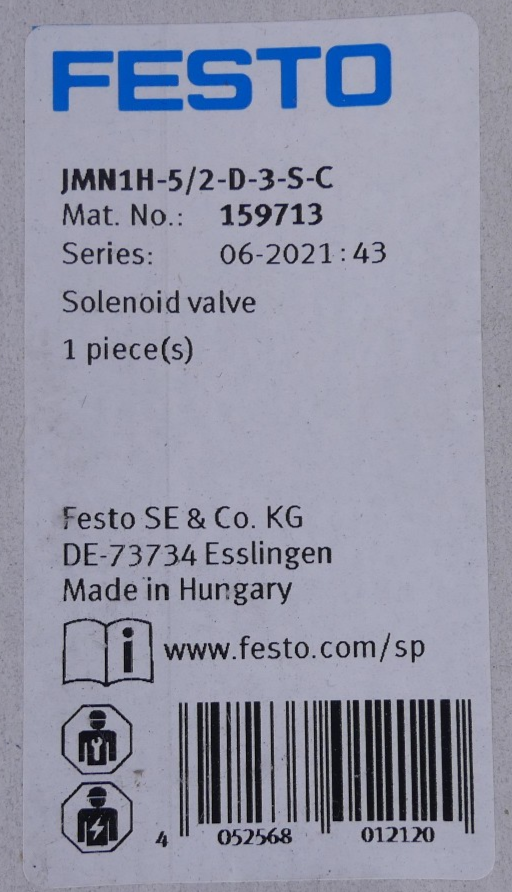 Festo JMN1H-5/2-D-3-S-C 159713 Solenoid Valve