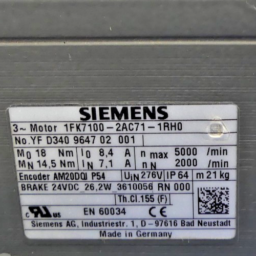 SIEMENS 1FK7100-2AC71-1RH0
