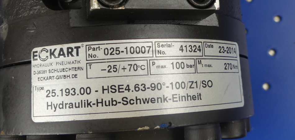 ECKART HYDRAULIK-HUB-SCHWENK-EINHEIT 25.193.00-HSE4.63-90°-100/Z1/SO NEU