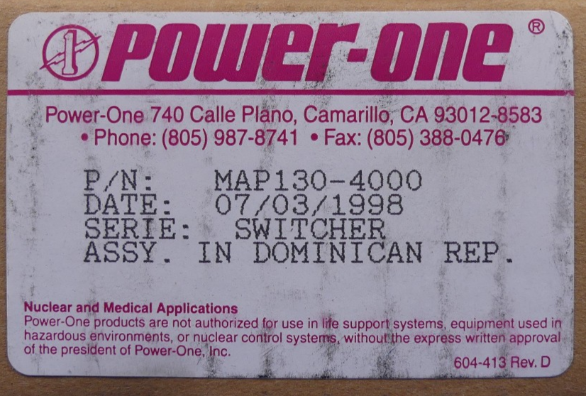 Power-one MAP130-4000 power supply