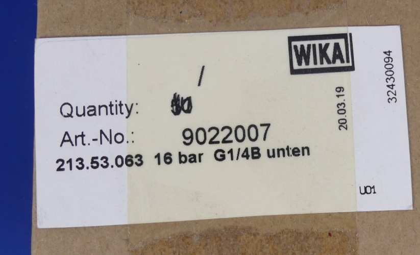 WIKA 213.53.063 16bar G1/4B radial 9022007