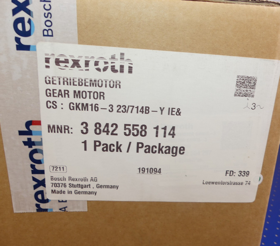 REXROTH 3842558114, GKM16-3 23/714B-Y IE Getriebemotor, i=23,333 NEU
