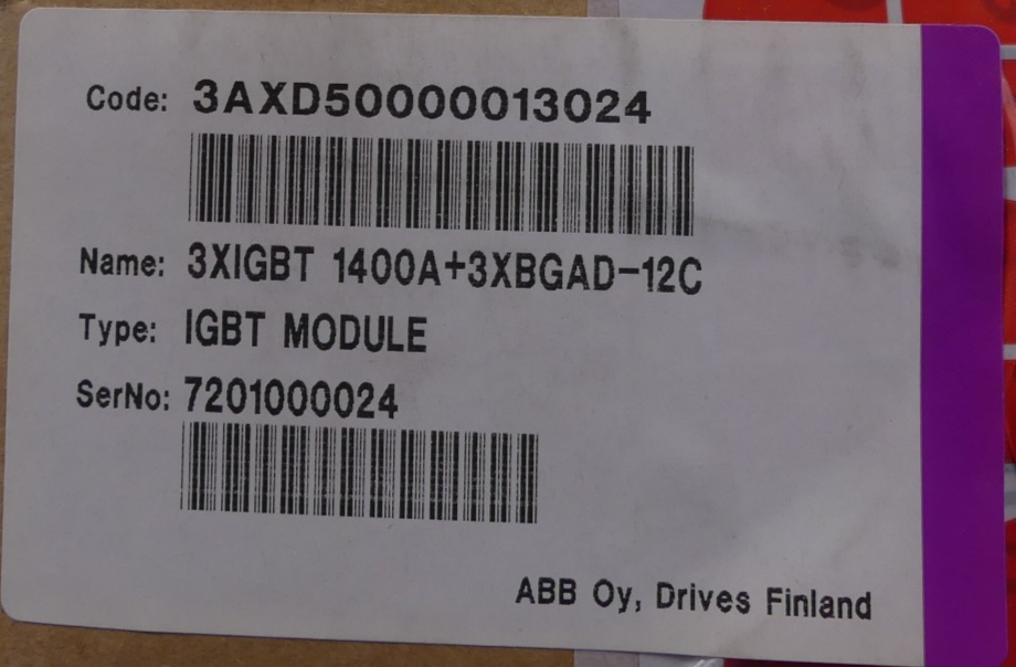 ABB 3AXD50000013024 3XIGBT 1400A+3XBGAD-12C IGBT Module