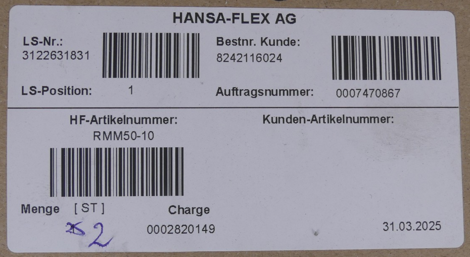 Hansa Flex RMM50-10 Manometer 2St