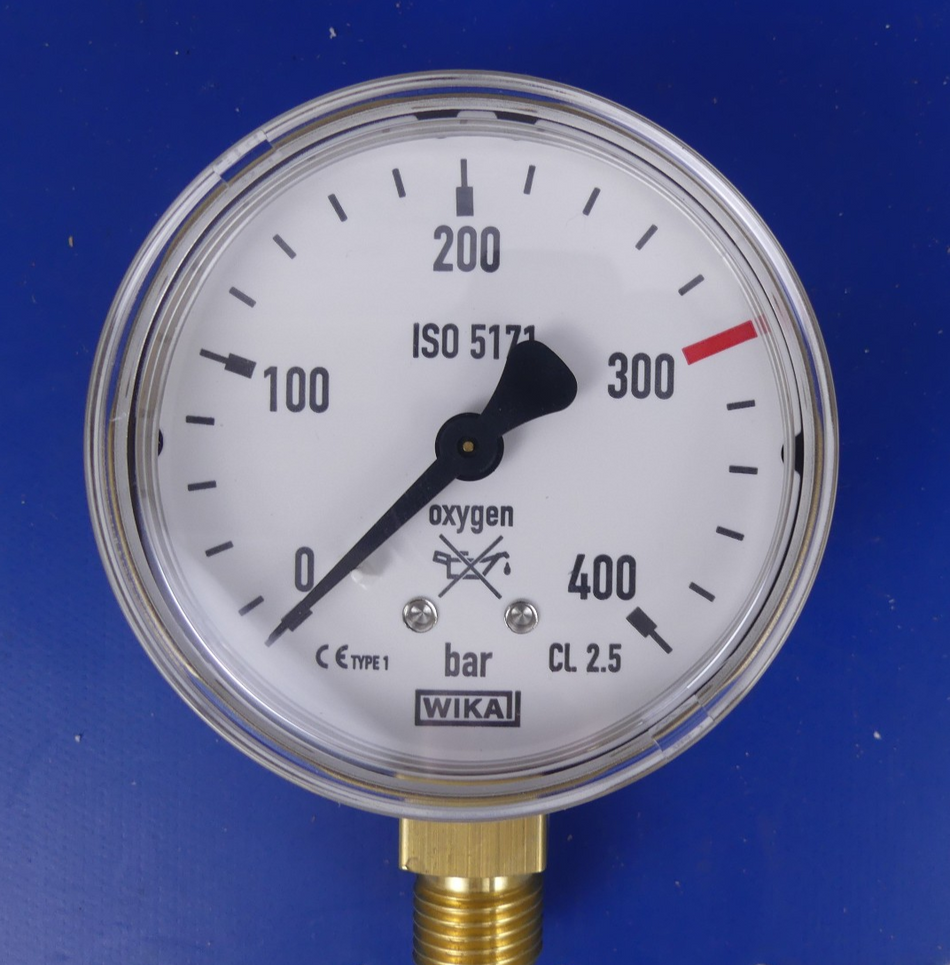 WIKA D63 0-400bar G1/4 radial Manometer für Sauerstoff