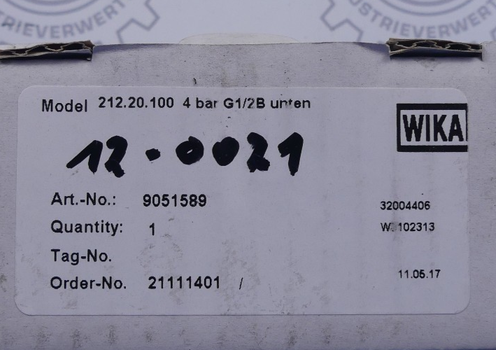 Wika 212.20.100 4bar G1/2B radial 9051589
