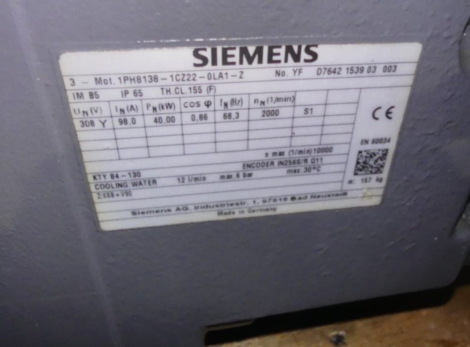 SIEMENS 1PH8138-1CZ22-0LA1-Z