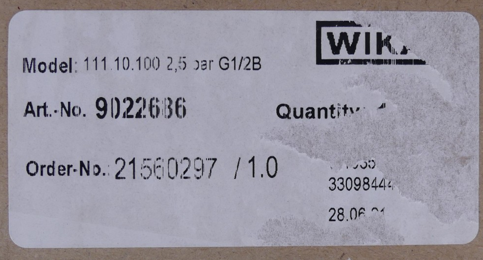 WIKA 111.10.100 2,5bar G1/2B radial 9022686 Manometer