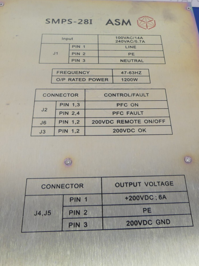 ASM SMPS-28I 02-92849/A ALG-J7-172808355