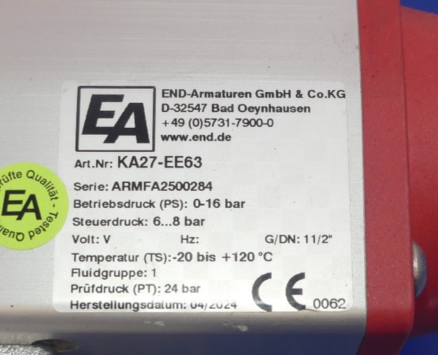 END-ARMATUREN KA27-EE63 NEU