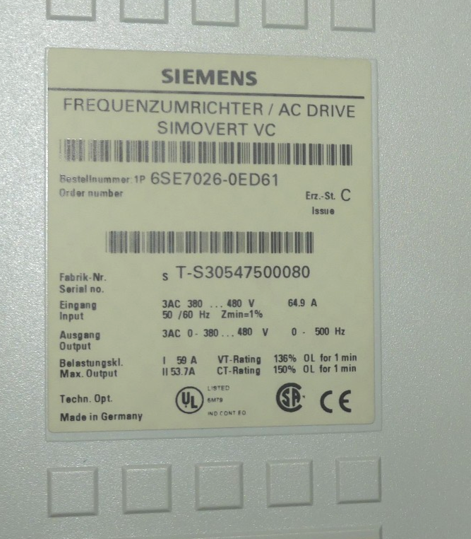 SIEMENS 6SE7026-0ED61