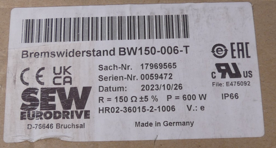 SEW Eurodrive BW150-006-T 17969565 Bremswiderstand