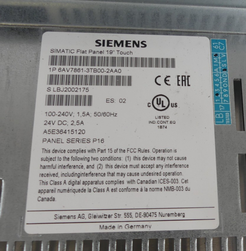 SIEMENS 6AV7861-3TB00-2AA0