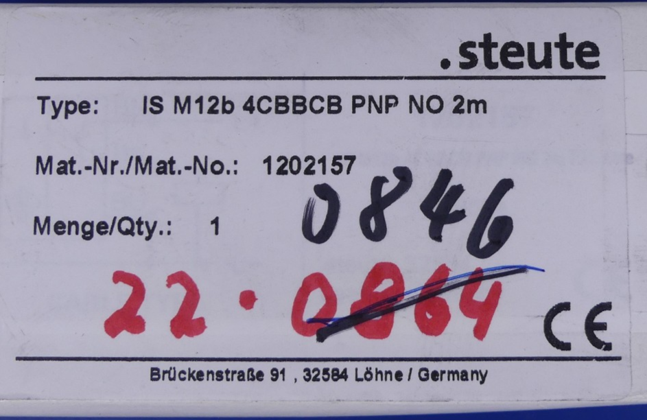 .Steute IS M12b 4CBBCB PNP NO 2m