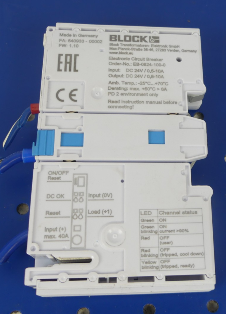 BLOCK ELECTRONIC CIRCUIT BREAKER EB-0824-100-0 F:640933-00002