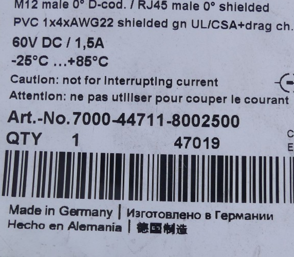 MURR ELEKTRONIK 25m | M12 | RJ45 7000-44711-8002500 Ethernetkabel