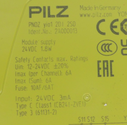 Pilz PNOZ yio1 2DI 2S0 2A000013