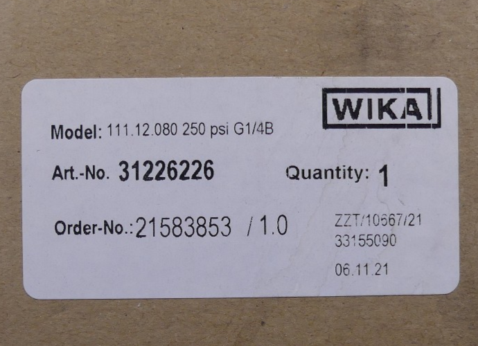 WIKA 111.12.080 250 psi G1/4B 31226226 Manometer