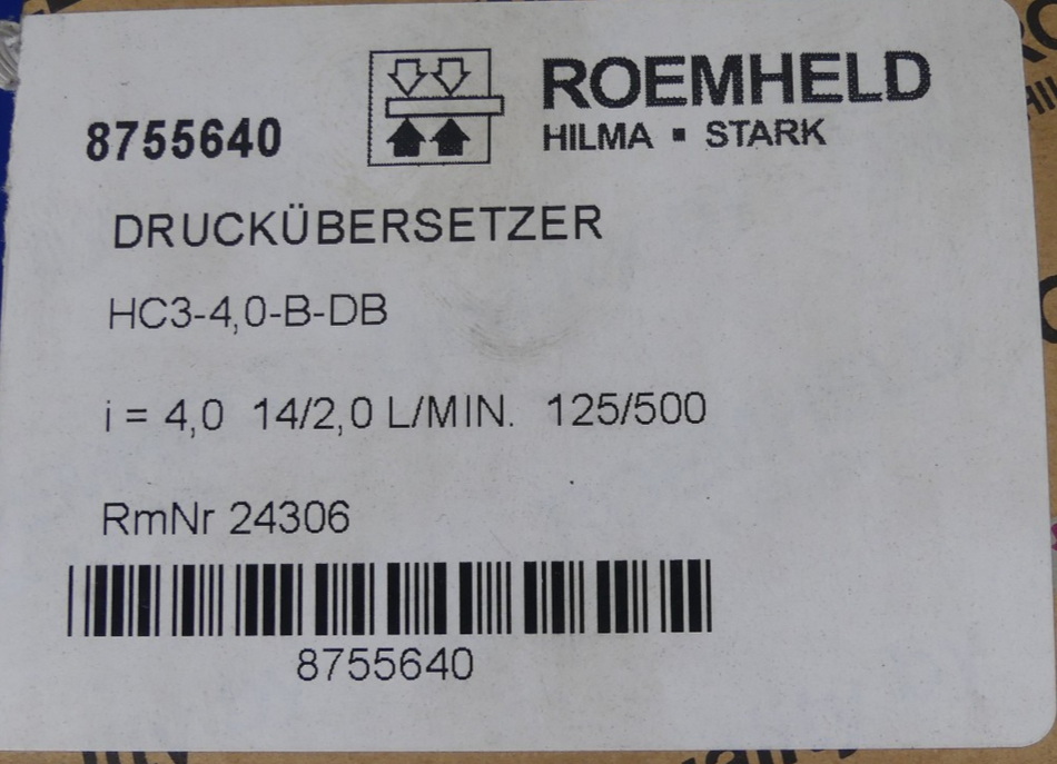 Roemheld 8755640 HC3-4,0-B-DB Druckübersetzer