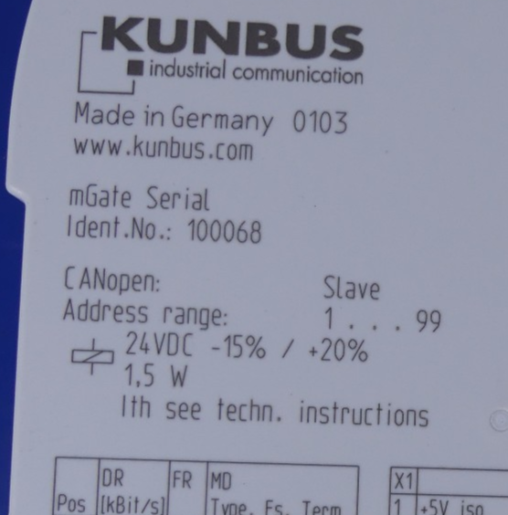 KUNBUS mGate Serial 100068