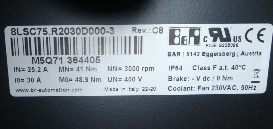B&R 8LSC75.R2030D000-3 Servomotor