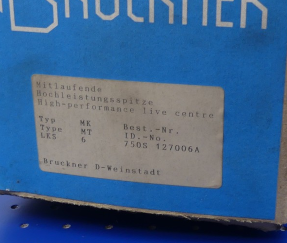 Bruckner MK6 750S 127006A Mitlaufende Zentrierspitze