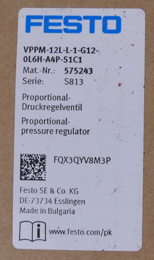 Festo VPPM-12L-L-1-G12-0L6H-A4P-S1C1 575243 Proportional Druckregelventil