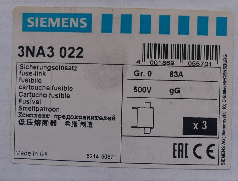Siemens 3NA3 022
