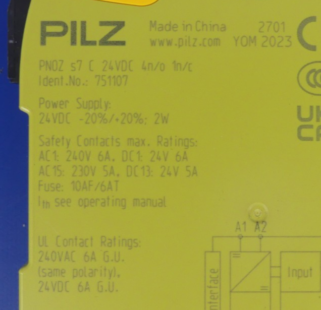 Pilz PNOZ s7 C 24VDC 4n/o 1n/c  751107 Expand Sicherheitsrelais