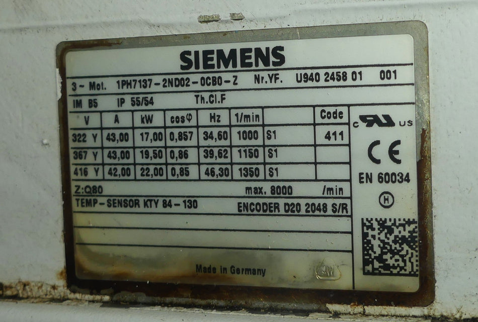 SIEMENS 1PH7137-2ND02-0CB0-Z