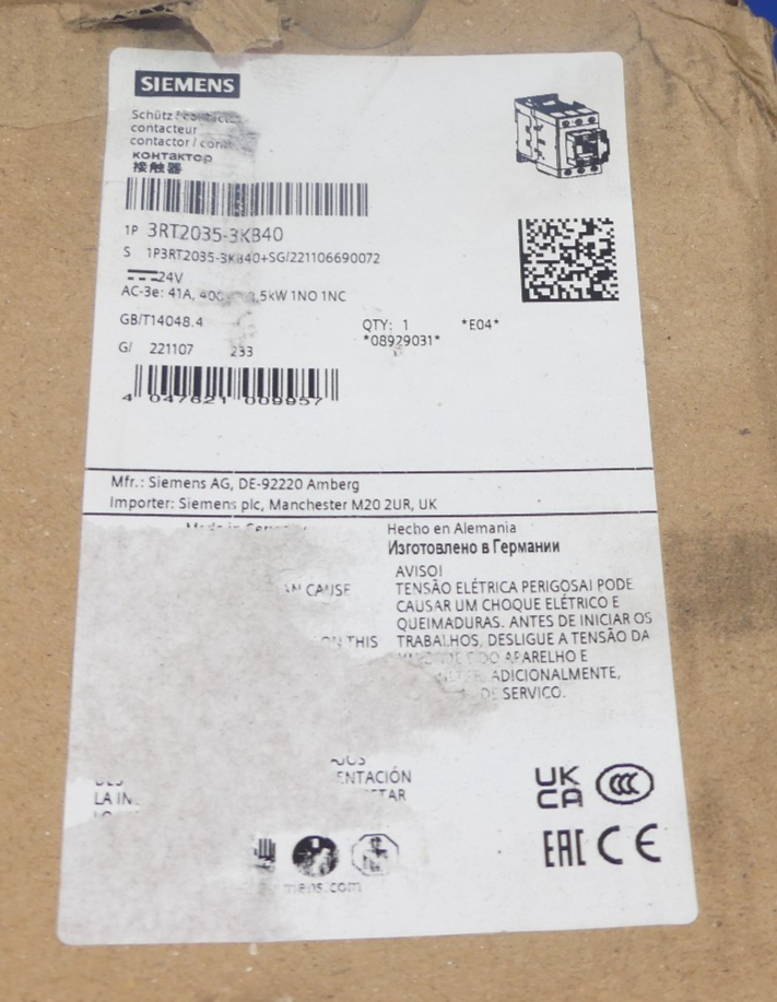 SIEMENS 3RT2035-3KB40 NEU