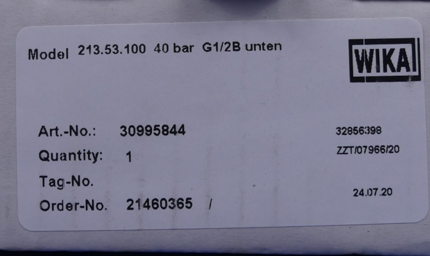 WIKA 213.53.100 315 40bar G1/2B radial Manometer 30995844