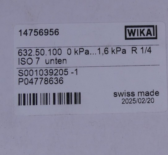 WIKA 632.50.100 0-1,6kPa R1/4   Manometer