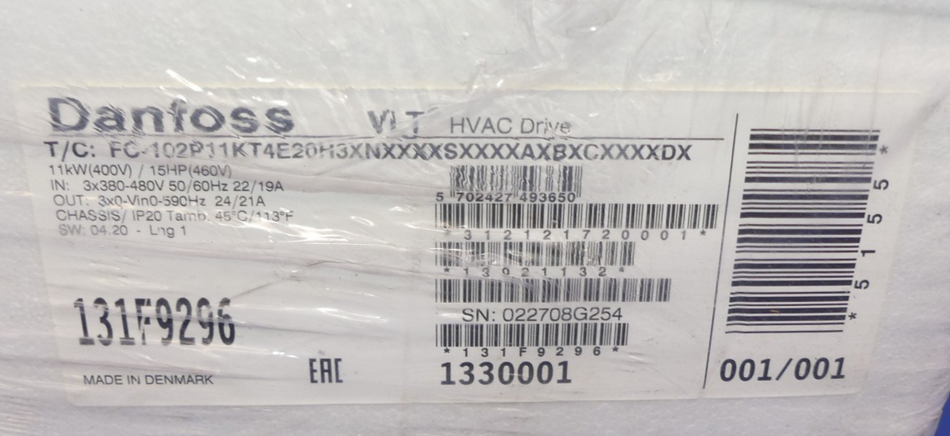 DANFOSS VLT FC-102P11KT4E20H3XNXXXXSXXXXAXBXCXXXXDX NEU