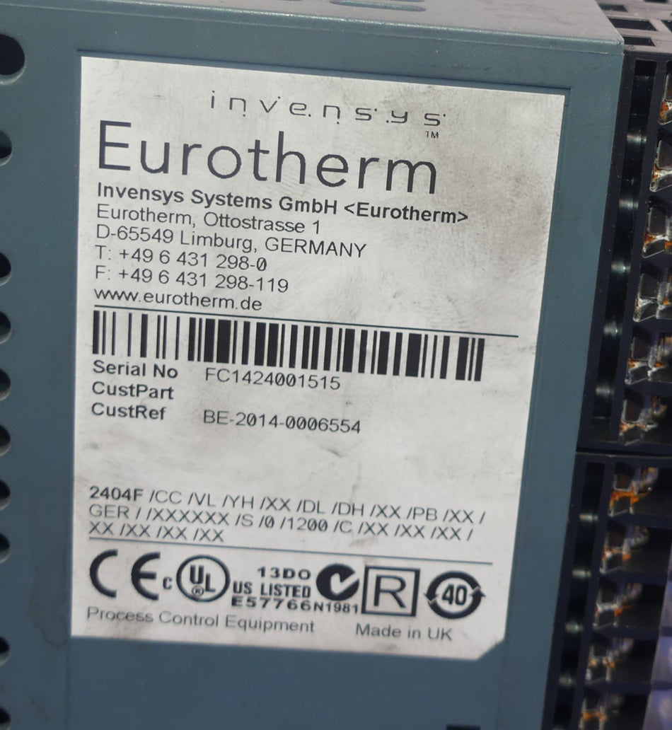 EUROTHERM 2404F/CC/VL/YH/XX/DL/DH/XX/PB/XX/GER XXXXXX/S/0/1200/C/XX/XX/XX/XX/XX