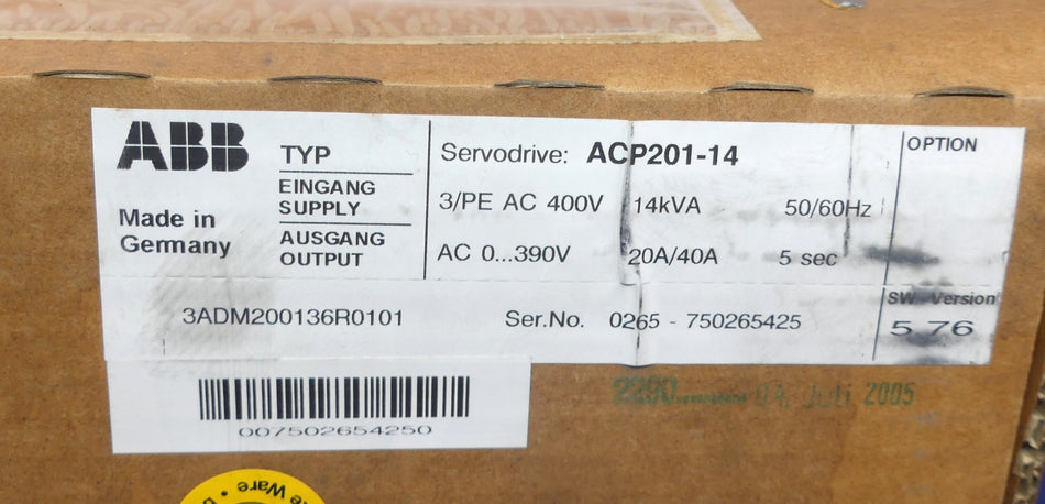 ABB SERVODRIVE ACP201-14 NEU