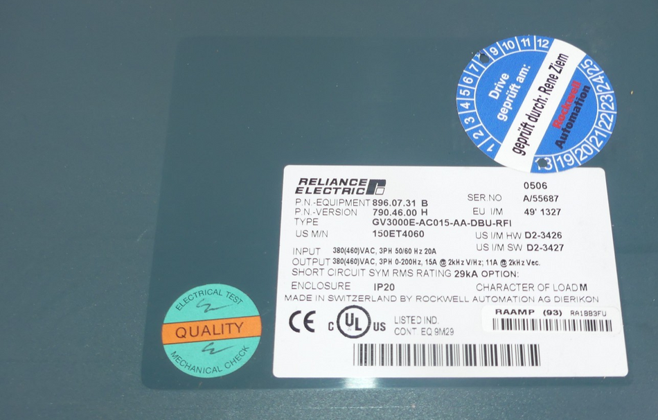 RELIANCE ELECTRIC GV3000E-AC015-AA-DBU-RFI NEU