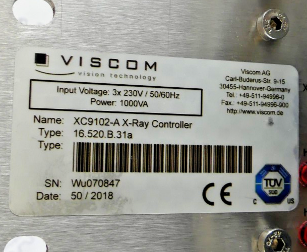VISCOM XC9102-AX-Ray Controller 16.520.B.31a