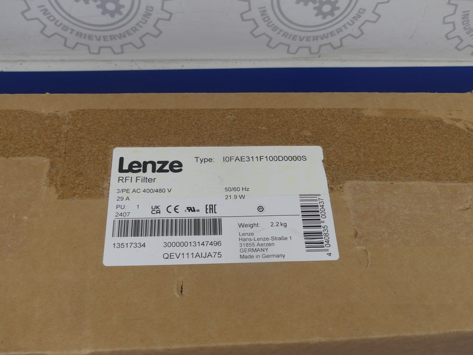 LENZE I0FAE311F100D0000S RFI FILTER NEU