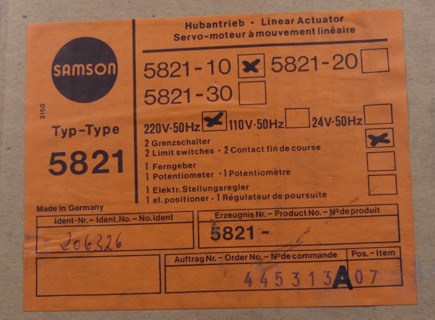 Samson 5821-10 Hubantrieb