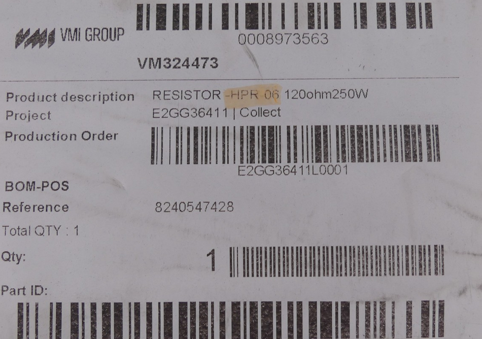 Batenburg VORBM 210352 120 Ohm 600W 10301830 Resistor