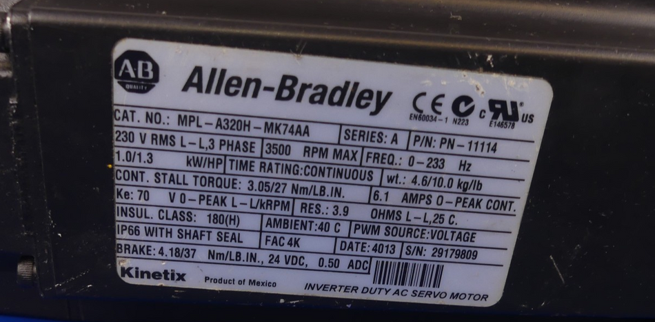 ALLEN BRADLEY MPL-A320H-MK74AA