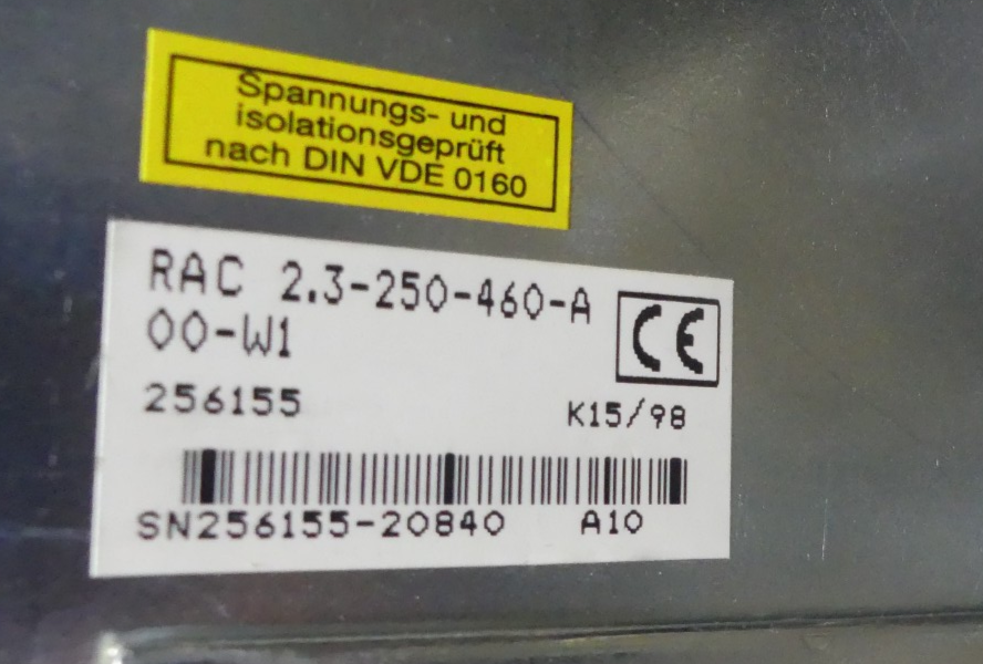 REXROTH INDRAMAT RAC 2.3-250-460-A00-W1 NEU
