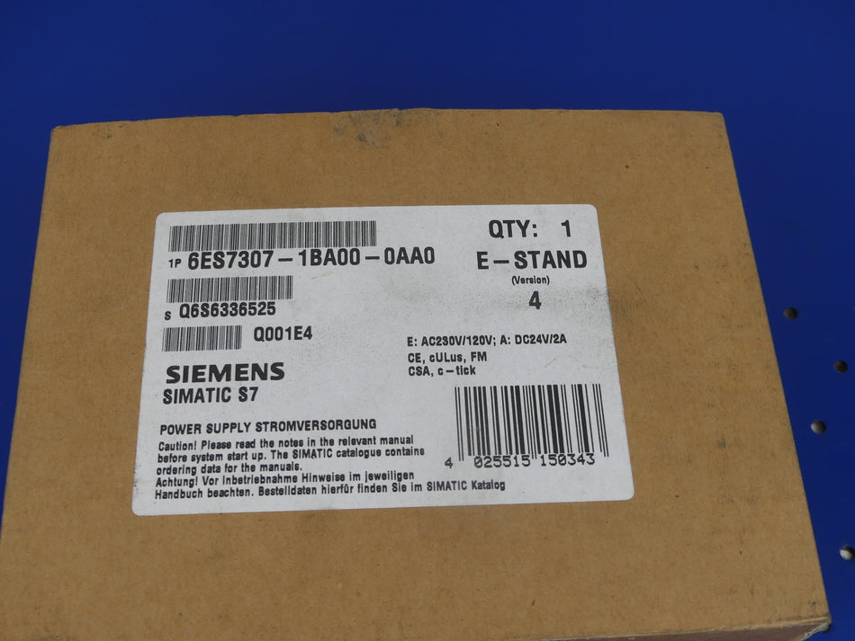 SIEMENS 6ES7307-1BA00-0AA0 NEU