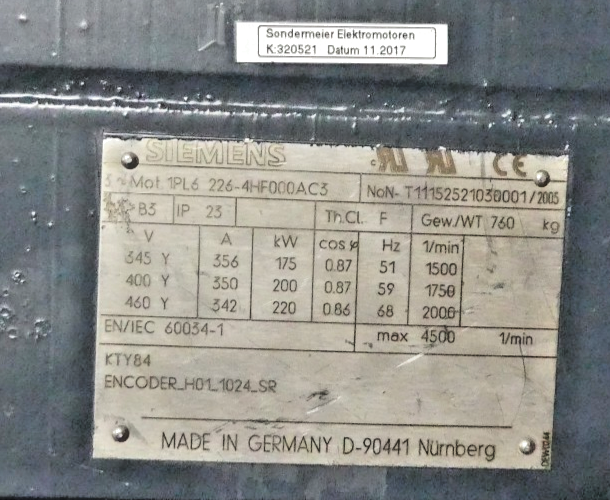 SIEMENS 1PL6226-4HF000AC3