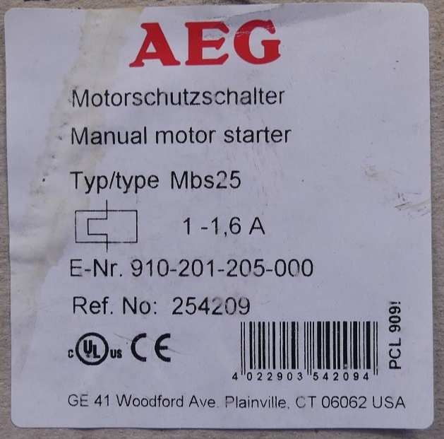 AEG Mbs25 Motorschutzschalter