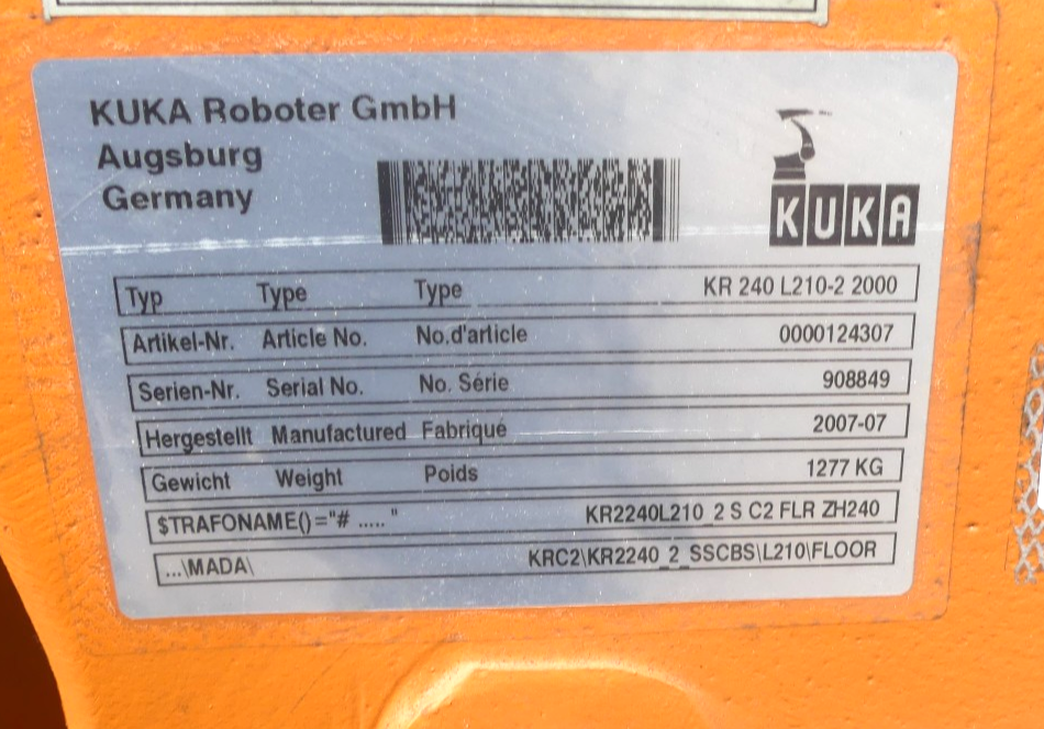 KUKA ROBOTER KR 240 L210-2 2000 + Steuerung KR C2 ed05 B.j 2007